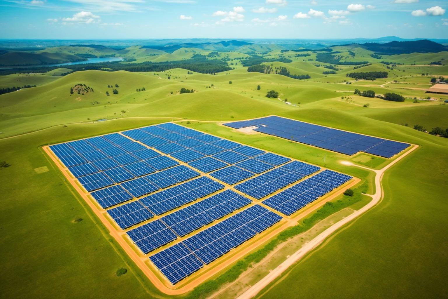 Usina solar em meio à natureza brasileira